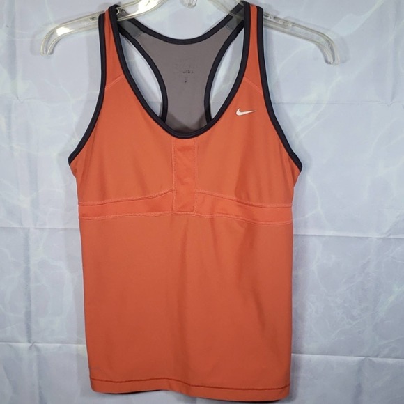 Nike Dri Fit Tangerine & Gray Racerback Tank Sz M - Picture 1 of 9